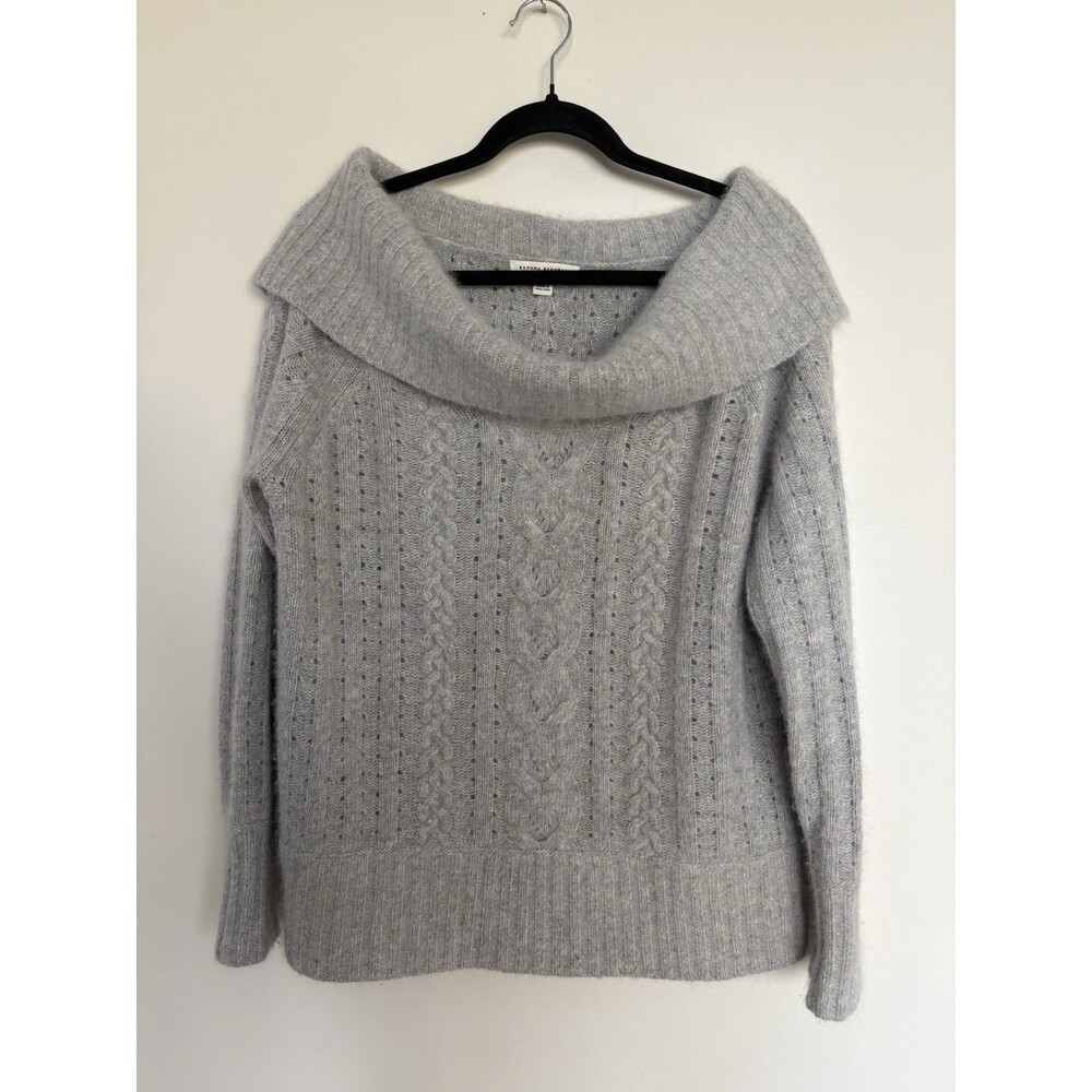 Banana Republic Angora Rabbit Hair Lambswool Cable Knit Off Shoulder Sweater XL